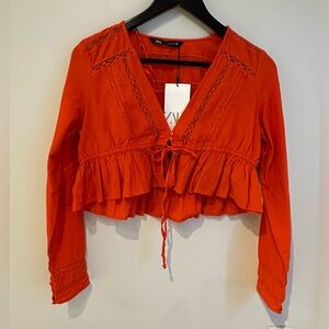 NWT Zara crop peplum blouse top